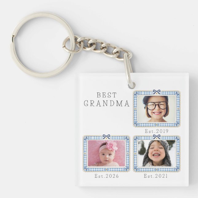 Bästa mormor Est Anpassad datum 3 Foto Söt Preppy (Framsidan)