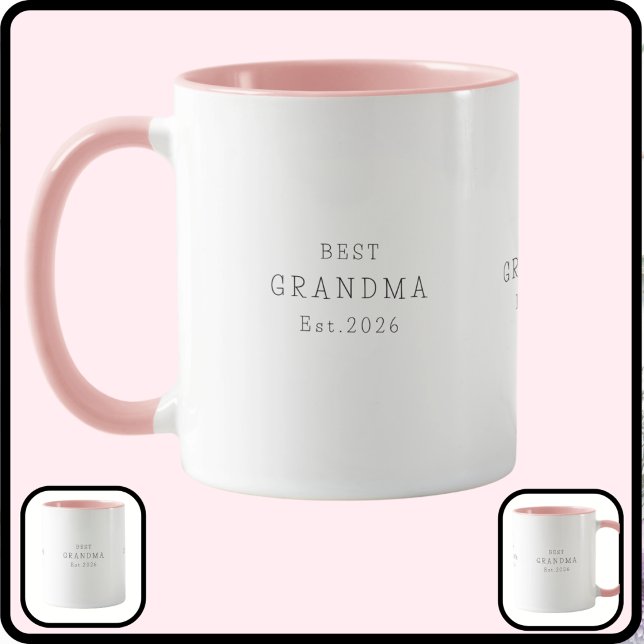 Bästa Mormor Est Anpassad Datum Minimalistisk Eleg Mugg (Skapare uppladdad)