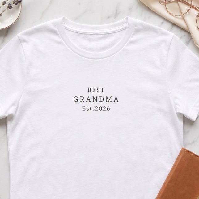 Bästa mormor Est Anpassad datum Minimalistisk Eleg T Shirt (Skapare uppladdad)