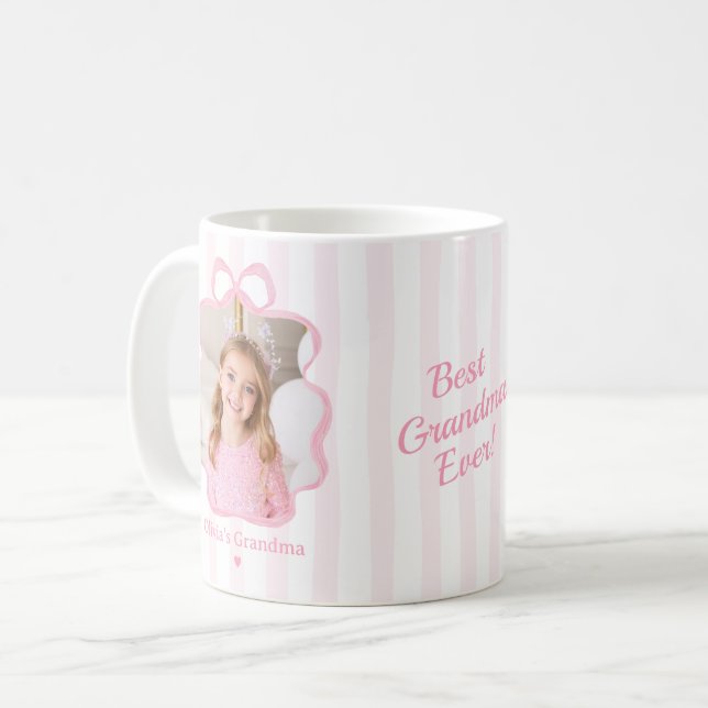 Bästa Mormor Foto Rosa Band Kopp (Framsida vänster)