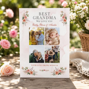 Bästa mormor fotokollage blommor kort