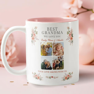 Bästa mormor fotokollektion blommig Två-Tonad mugg