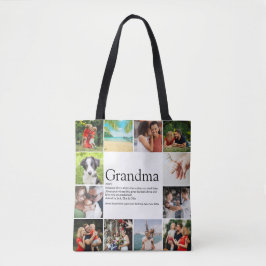 Bästa mormor, Granny Definition 12 Photo Collage Tygkasse