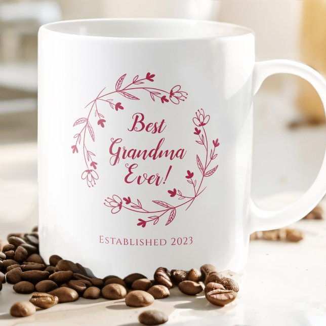 Bästa mormor, hela familjen, Magentan Red Kaffemugg (Skapare uppladdad)
