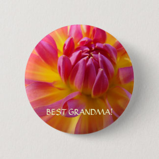 BÄSTA MORMOR Knapp Rosa Gul Dahliablomma