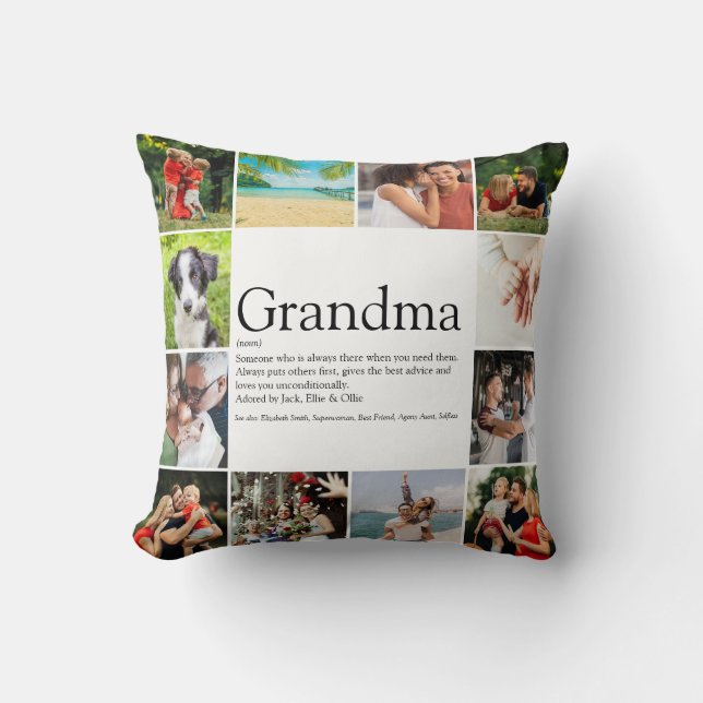 Bästa Mormor, Mormor Definition 12 Fotokollage Kudde (Framsida)
