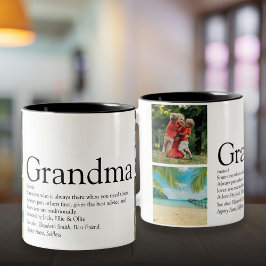 Bästa Mormor, Mormor Definition 4 Foto Collage Två-Tonad Mugg
