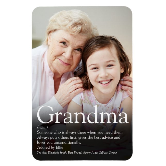 Bästa Mormor, Mormor Definition Foto Magnet (Vertikal)