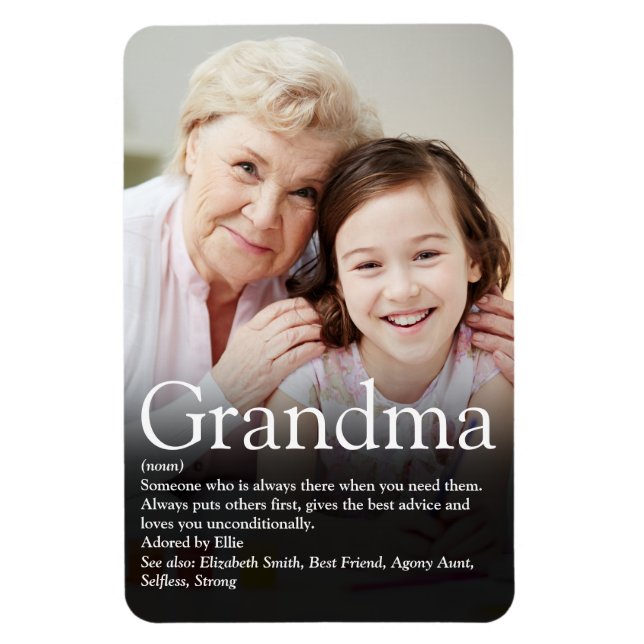 Bästa Mormor, Mormor Definition Foto Magnet (Vertikal)