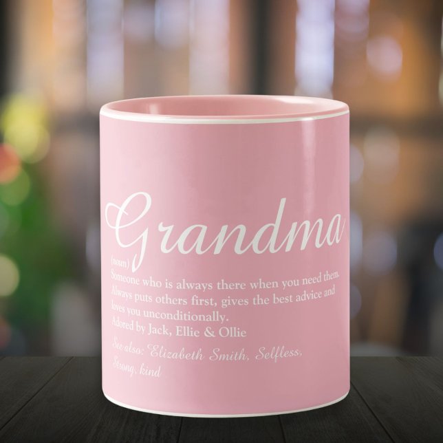 Bästa mormor Mormor Definition Rosa Två-Tonad Mugg (Best Ever Grandma Grandmother Definition Pink Two-Tone Coffee Mug)