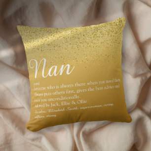 Bästa Mormor, Mormor Definition Script Guld Kudde