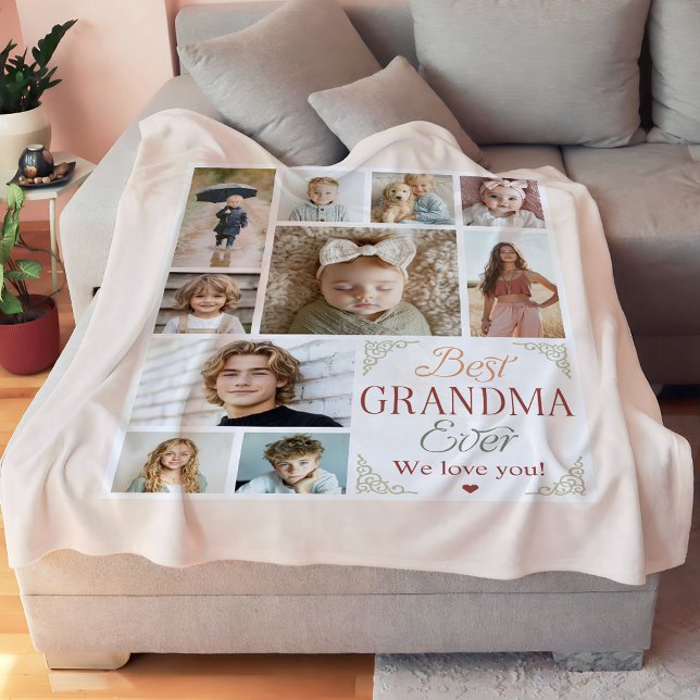 Bästa mormor någonsin, 10 fotokollage fleecefilt (Skapare uppladdad)
