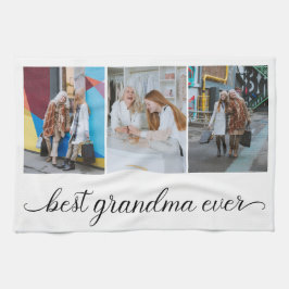 Bästa mormor någonsin, 3 fotokollage kökshandduk