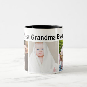 Bästa mormor någonsin 3Foto Collage Anpassad Två-Tonad Mugg