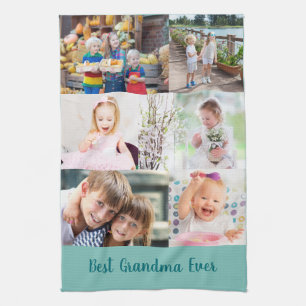 Bästa mormor någonsin 6 Grönt för fotomurbruk Kökshandduk