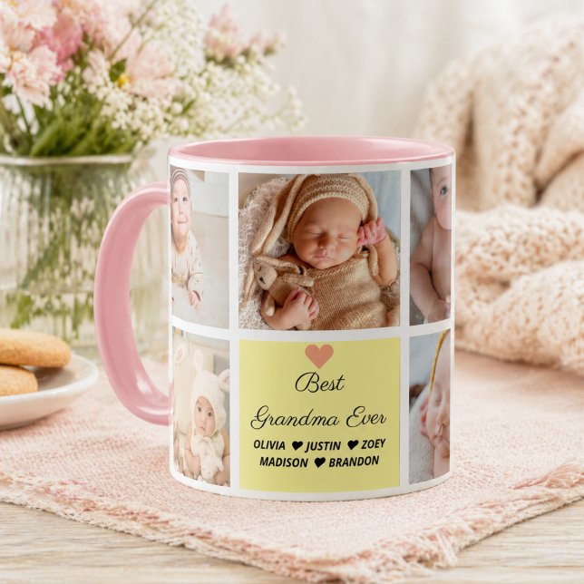 Bästa mormor någonsin 8-bildskollage kaffemugg (Best Grandma Ever 8-Photo Collage Coffee Mug
)