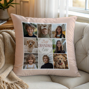 Bästa mormor någonsin 8 Photo Collage Dekorativ ku Kudde
