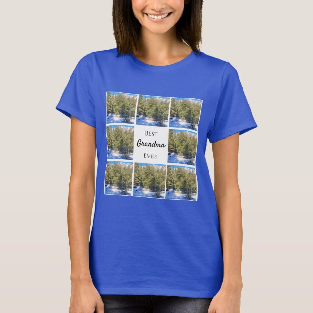 Bästa mormor någonsin 8 Photo Collage Square Anpas T Shirt (Framsida)