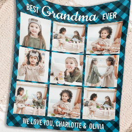 Bästa mormor någonsin, 9 fotokollage Play Fleecefilt
