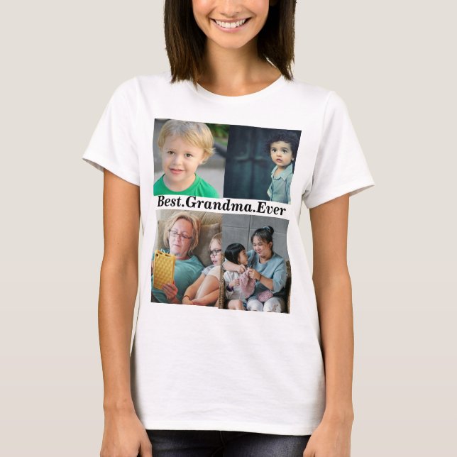 Bästa mormor någonsin Anpassningsbar 4-foto T Shirt (Framsida)
