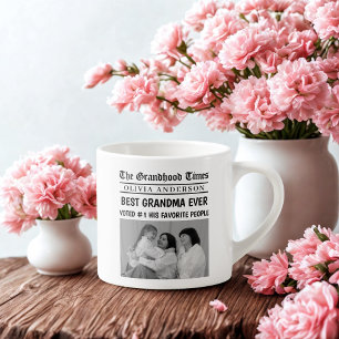 Bästa mormor någonsin Anpassningsbar Foto Newspape Espressomugg