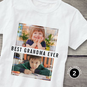 Bästa mormor någonsin Barnbarn 2 Fotokollage T Shirt