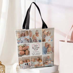 Bästa mormor någonsin barnbarnsfotokollage kärlek tygkasse