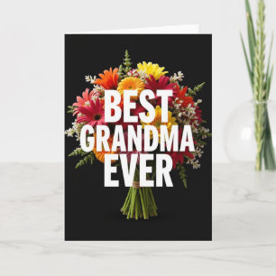 Bästa mormor någonsin blombukett kort