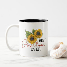 Bästa mormor någonsin-Blommigten, Personlig Två-Tonad Mugg