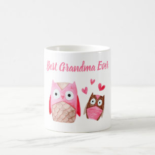 Bästa mormor någonsin Cute Uggla Personlig Rosa Kaffemugg