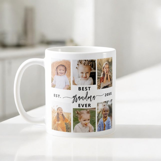 Bästa mormor någonsin - Farbarn Photo Collage Kaffemugg (Skapare uppladdad)