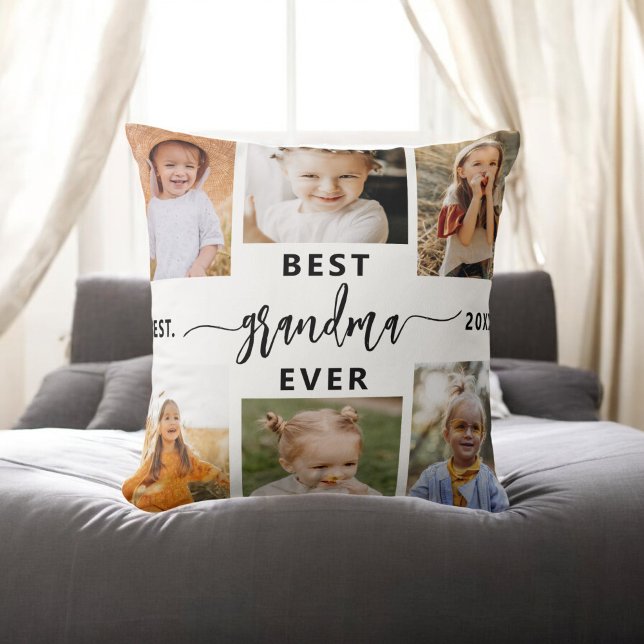 Bästa mormor någonsin - Farbarn Photo Collage Kudde (Skapare uppladdad)