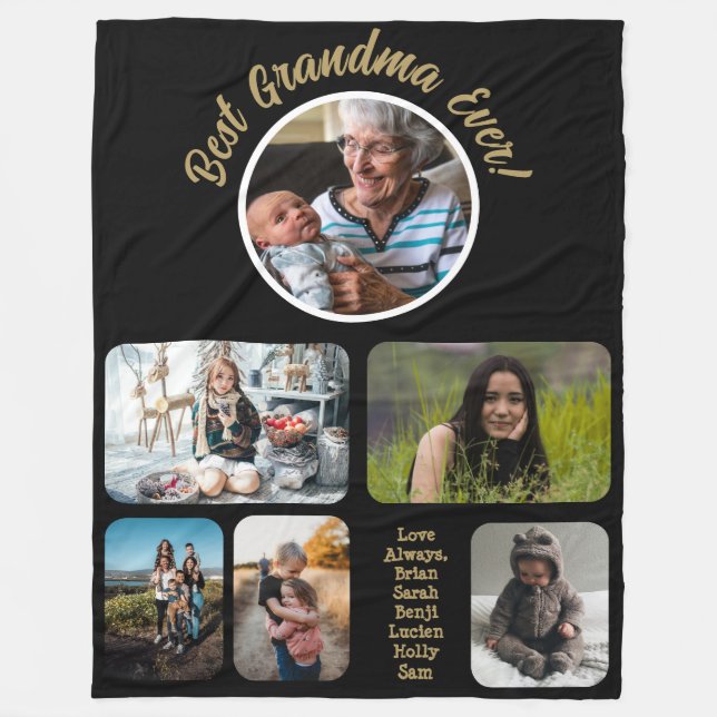 Bästa mormor någonsin Foto Collage Fleece Blanket (Framsidan)