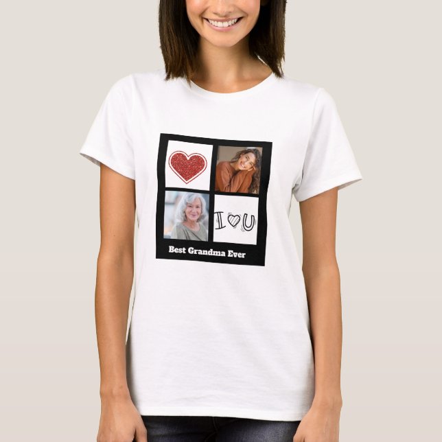 Bästa mormor någonsin Foto collage-hjärta T Shirt (Framsida)