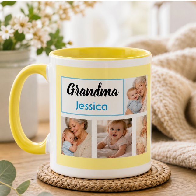 Bästa mormor någonsin Foto Collage | Morföräldrar Mugg (Best Grandma Ever Photo Collage | Grandparents Mug)