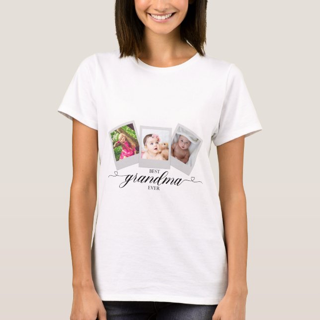 Bästa mormor någonsin Foto Collage Personlig Cute T Shirt (Framsida)