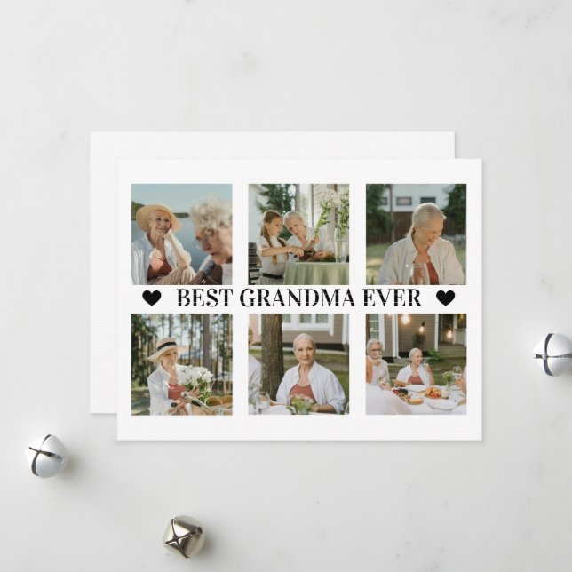Bästa Mormor Någonsin Foto Collage – Present med H Julkort (Fram/Back In Situ)