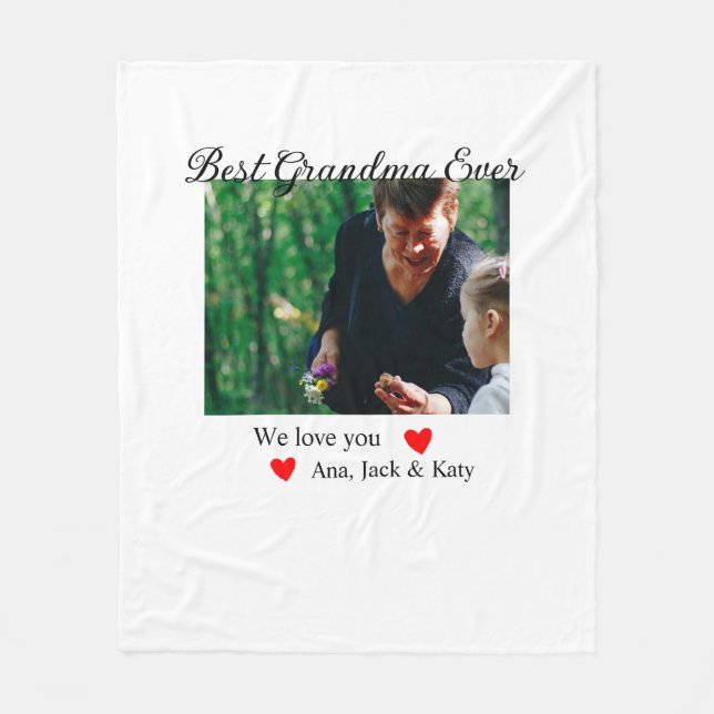 Bästa mormor någonsin, fotokollage vi kärlek dig n fleecefilt (Framsidan)