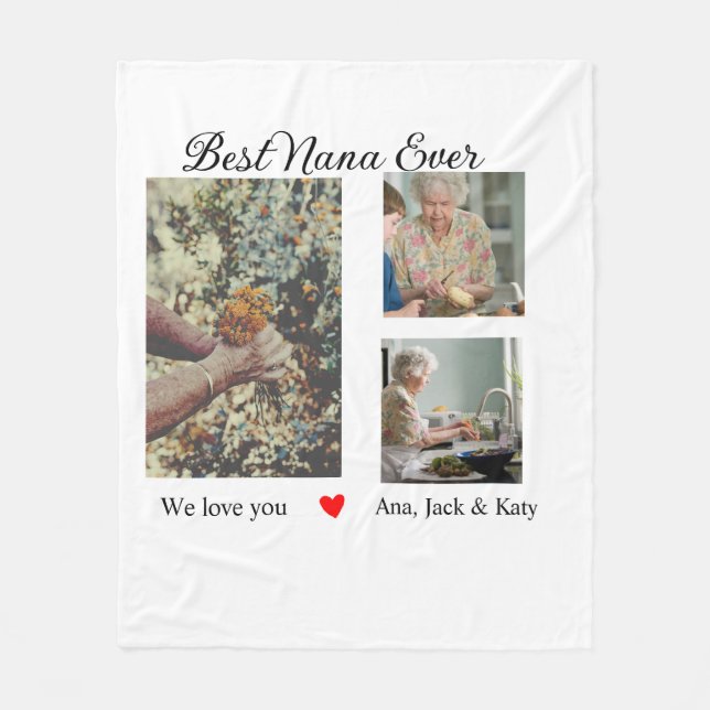 Bästa mormor någonsin, fotokollage vi kärlek dig n fleecefilt (Framsidan)