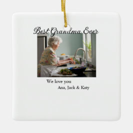 Bästa mormor någonsin, fotokollage vi kärlek dig n julgransprydnad keramik