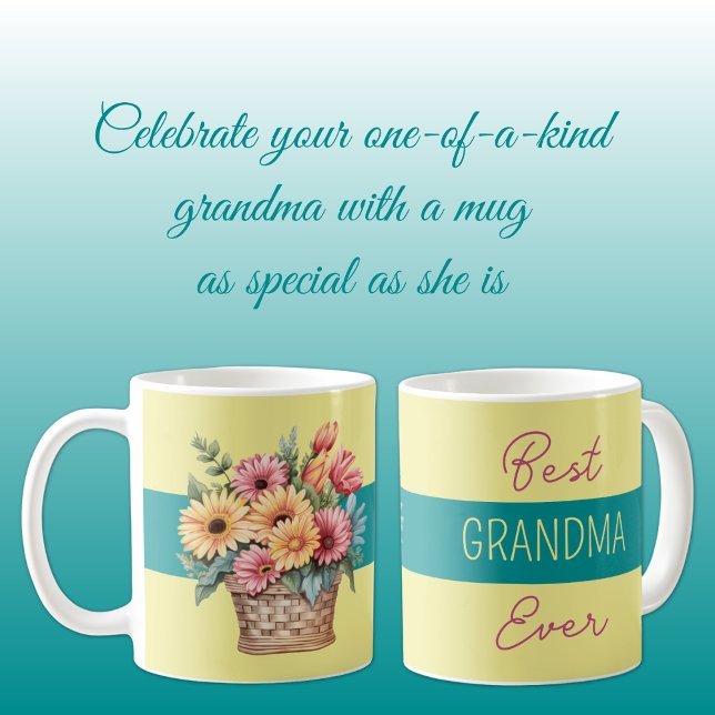 Bästa mormor någonsin gerbera-gulten kaffemugg (Skapare uppladdad)