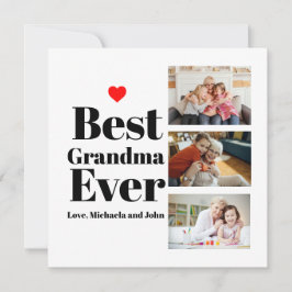 Bästa mormor någonsin Heart 3-fotokollage Julkort