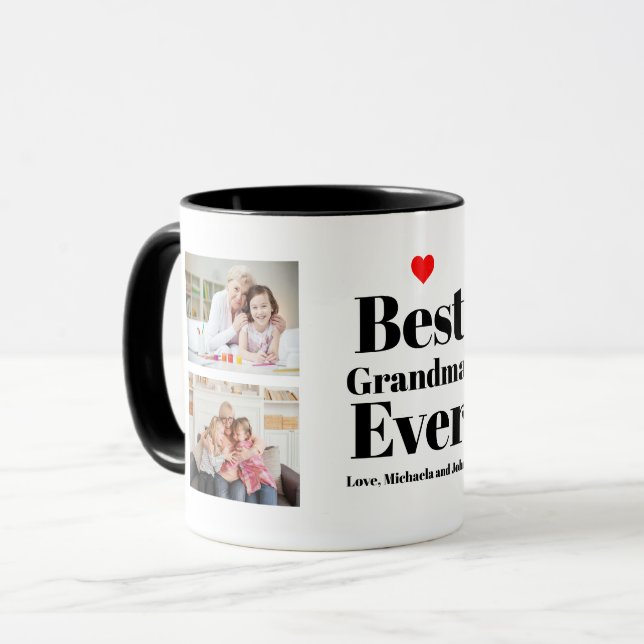 Bästa mormor någonsin Heart 4 Fotokollage Mugg (Framsida vänster)