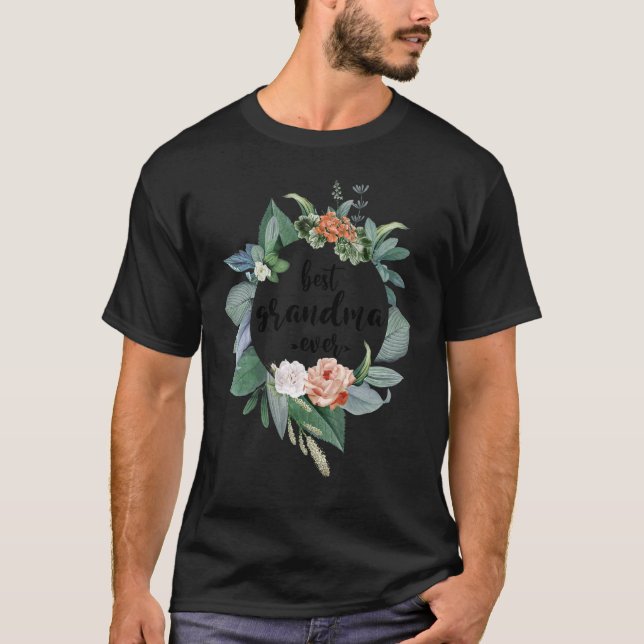 Bästa mormor någonsin Kvinnor, Blommigt Dekoration T Shirt (Framsida)
