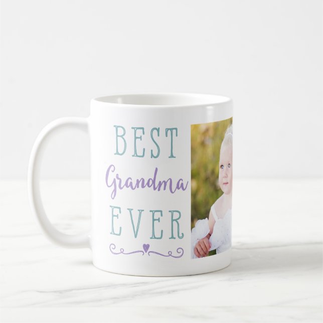 Bästa mormor någonsin Lila Teal Anpassningsbar Fot Kaffemugg (Vänster)