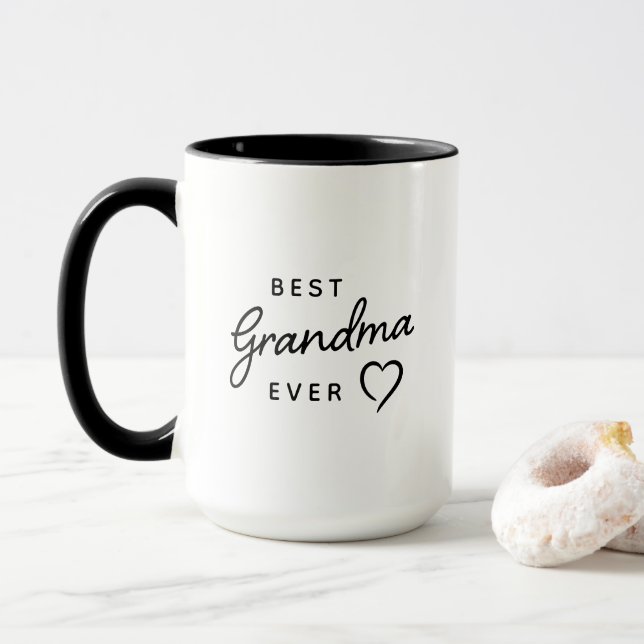 Bästa mormor, någonsin minimalistisk svartvitt mugg (Med munk)