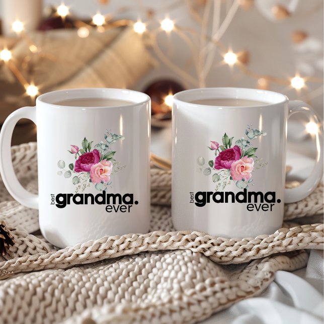 Bästa mormor någonsin Modern Blommigt-Chic Kaffemugg (Skapare uppladdad)