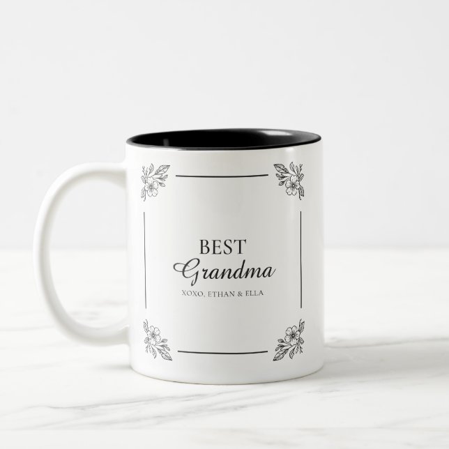 Bästa mormor någonsin | Modern Daety Blommigt Keep Två-Tonad Mugg (Vänster)