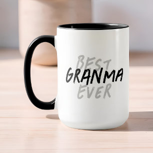 Bästa mormor någonsin Modern svart och grå grunge Mugg