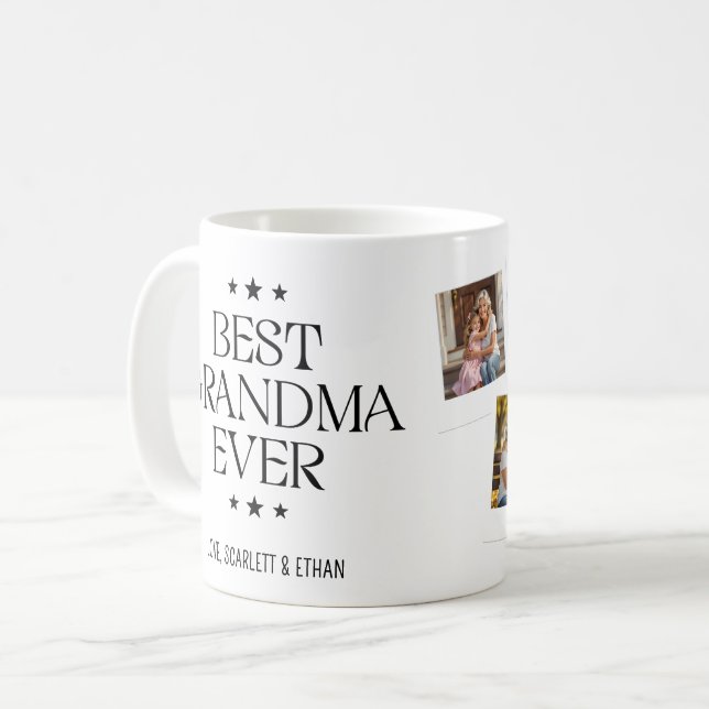 Bästa mormor någonsin Modernt stil 4 foton Kaffemugg (Framsida vänster)